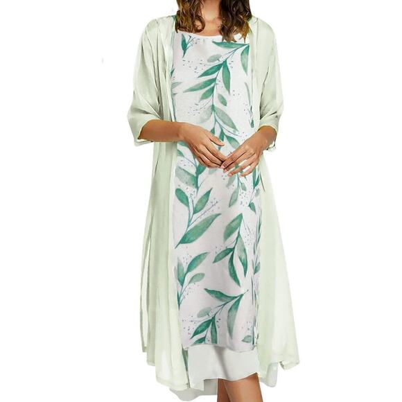 Women's 2 Piece Outfit Floral Sleeveless Loose Maxi with Jacket Formal - Picture 1 of 5